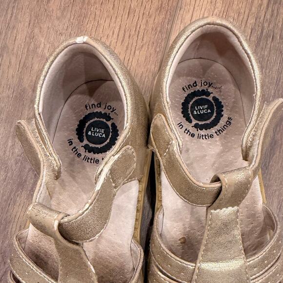 Livie & Luca Paz Gold Metallic Leather Sandals – Girls Size 11 - Picture 6 of 7